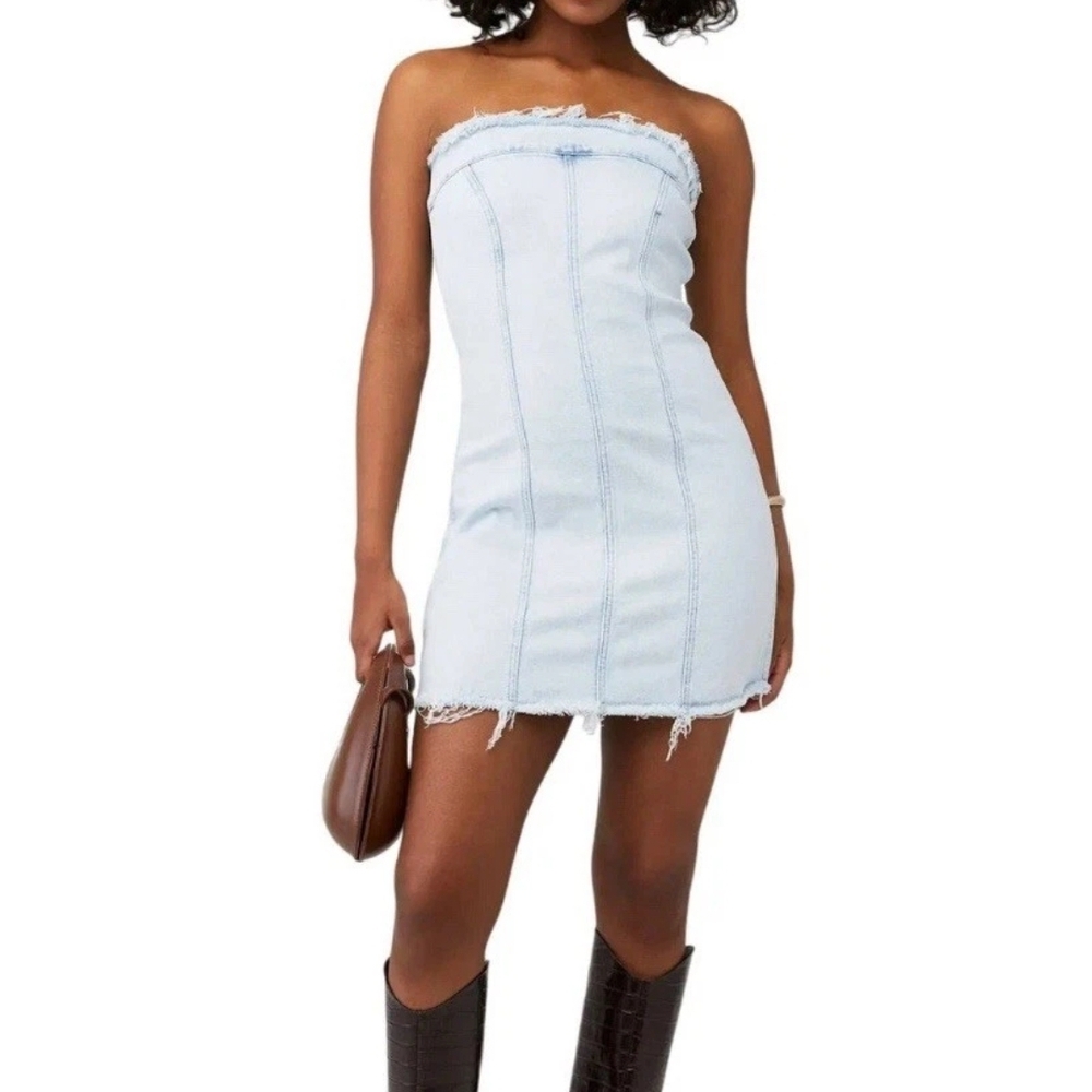 Good American Denim Strapless Mini Dress